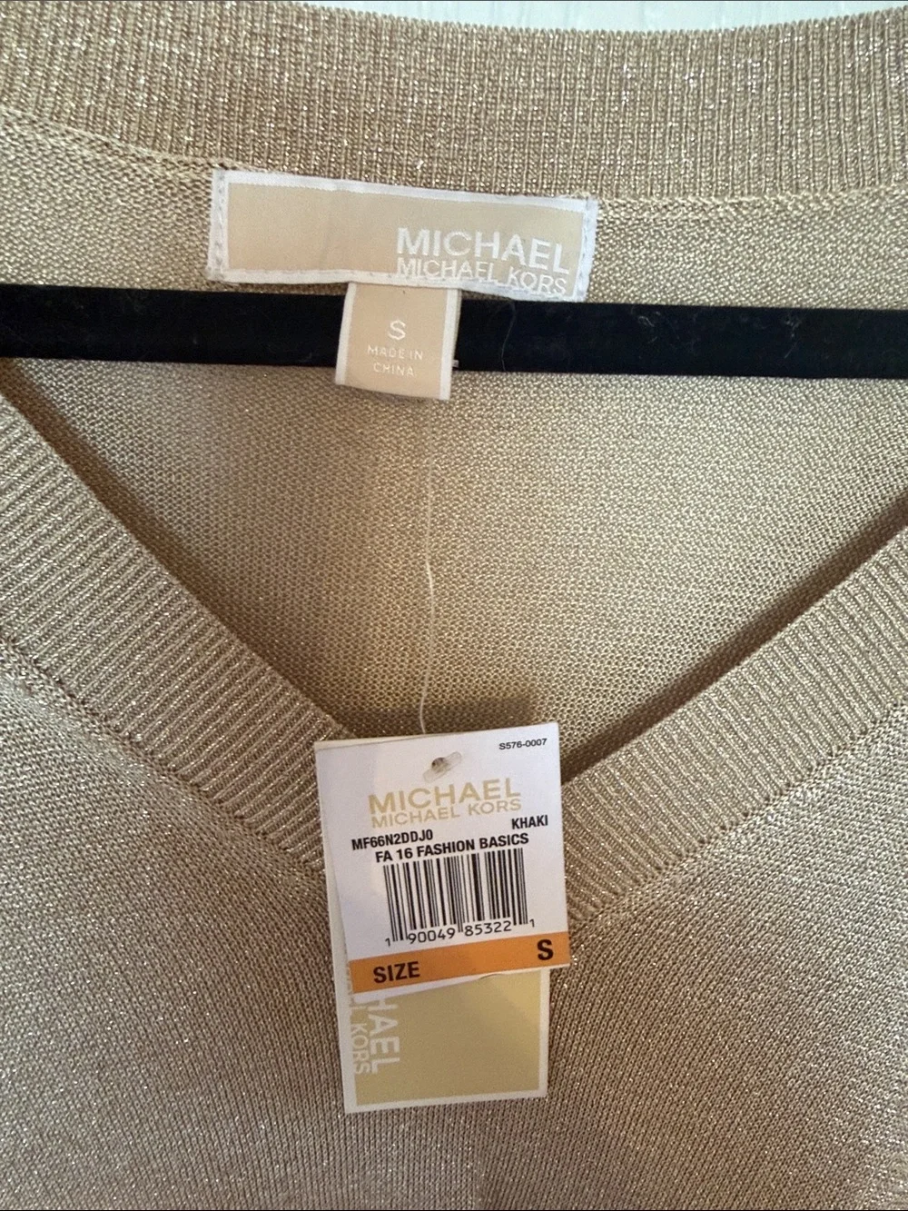 Michael Kors Metallic Gold Long-Sleeve Knit Sweater